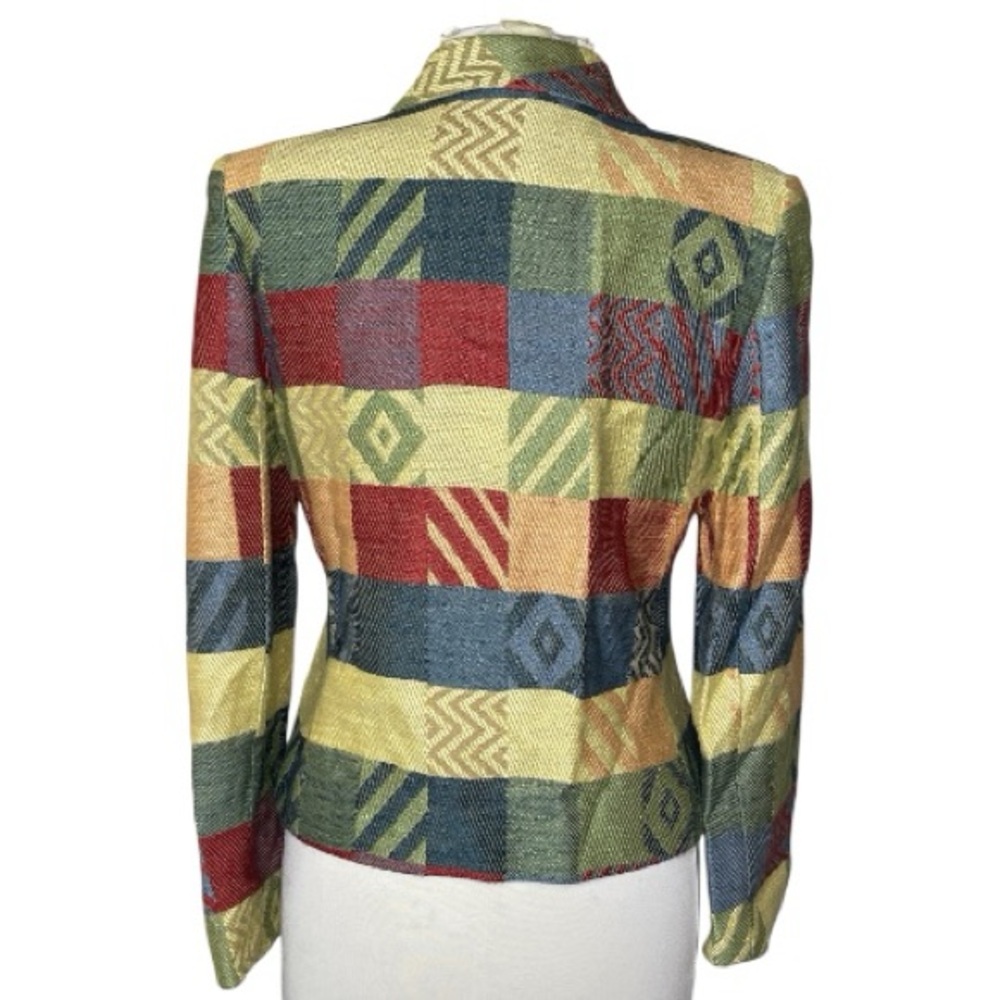 Vintage Don Caster Multicolor Patchwork Women's Jacket Sz 6 - Picture 2 of 5
